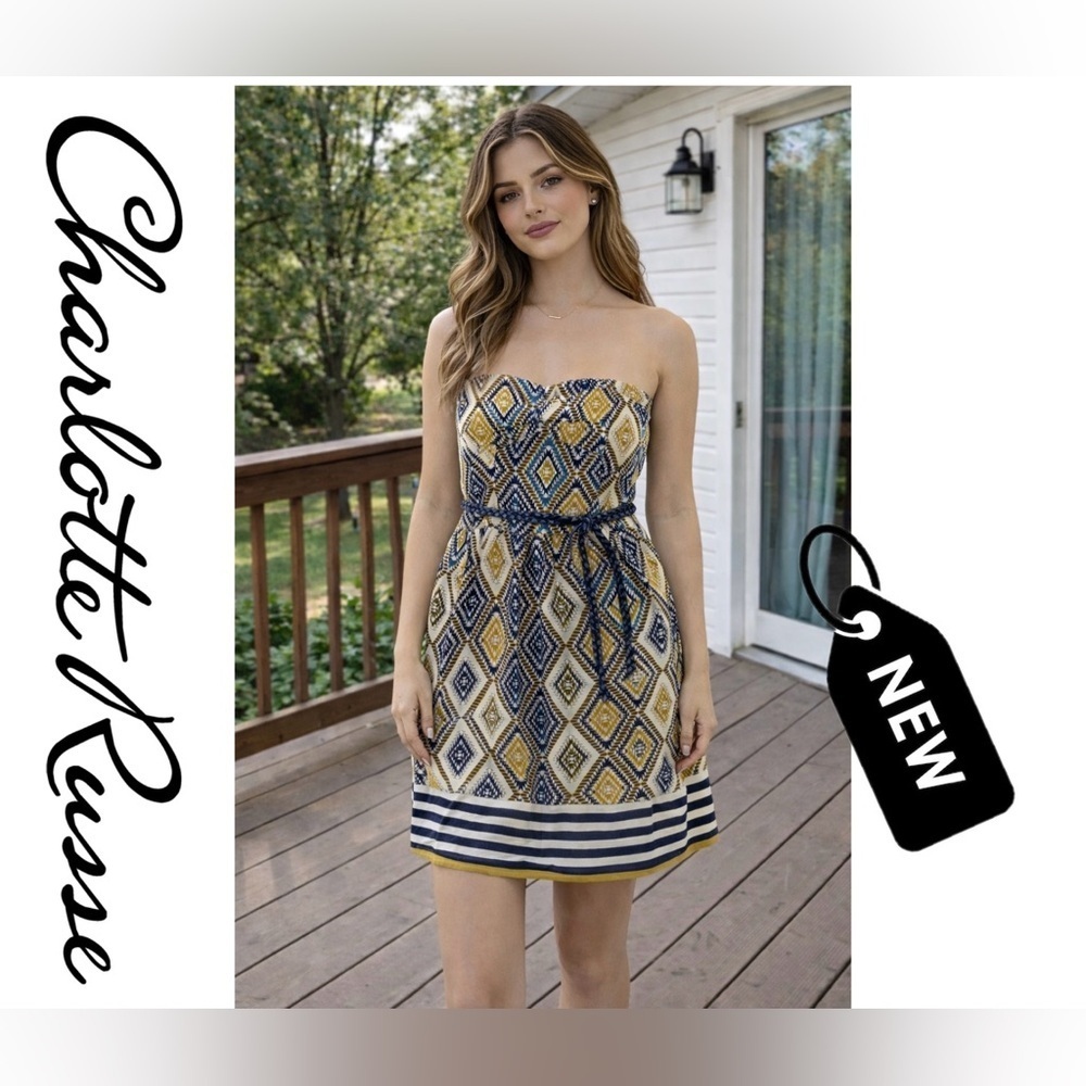 NWT Charlotte russe strapless dress sz  with buckled a belt size large